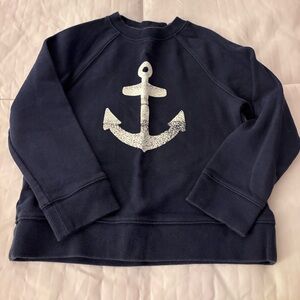 Janie and Jack Navy Sweatshirt with White Anchor Graphic Sz 5